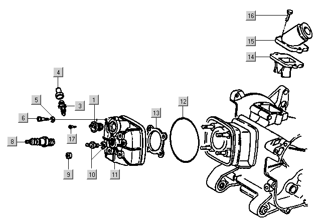Gilera DNA 50 2T E1 2000-2001 – Cilinderkop Spruitstuk