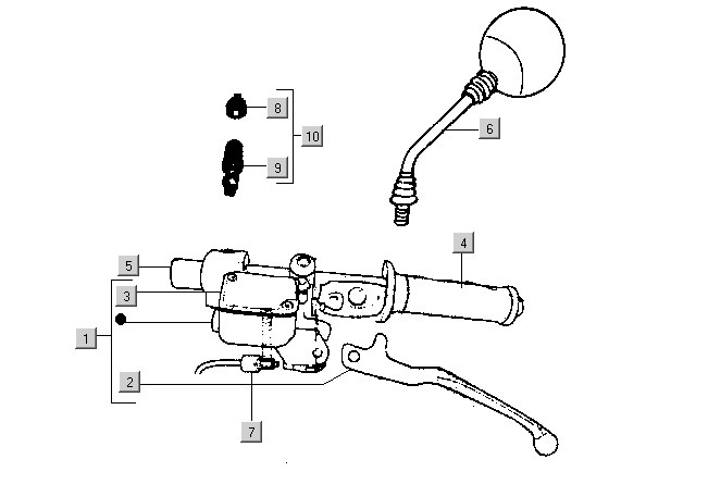 Gilera DNA 50 2T E1 2000-2001 – Hoofdremcilinder Spiegel Links