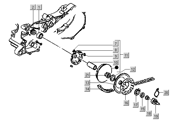 Gilera DNA 50 2T E1 2000-2001 – Variateur