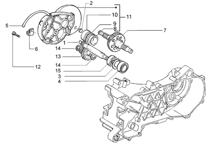 Gilera DNA 50 2T E2 2005 – Aandrijfschacht