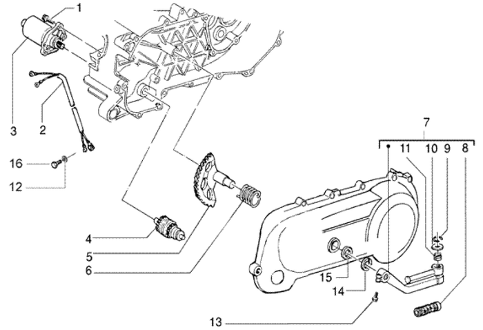 Gilera DNA 50 2T E2 2005 – Startmotor Kickstarter