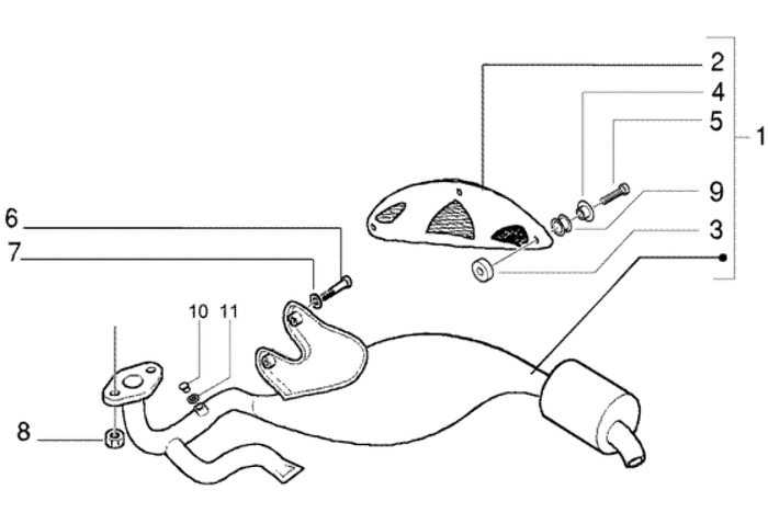 Gilera DNA 50 2T E2 2005 – Uitlaat