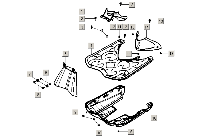 Gilera ICE 50 2T E2 2002-2005 – Onderschermbeplating