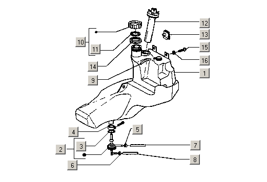 Gilera Stalker 50 2T E1 1998-2005 – Benzinetank Olietank