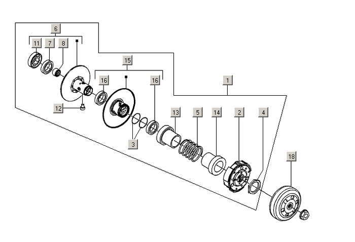 Gilera Stalker 50 2T E2 2005-2006 – Aangedreven Poelie Koppeling 2
