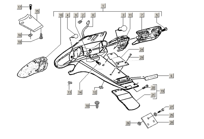 Gilera Stalker 50 2T E2 2005-2006 – Achterspatbord Kentekenplaathouder