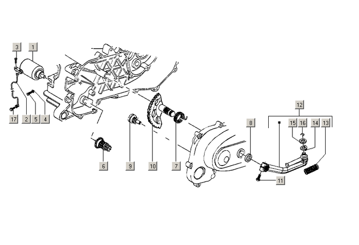 Gilera Stalker 50 2T E2 2005-2006 – Startmotor Kickstarthevel