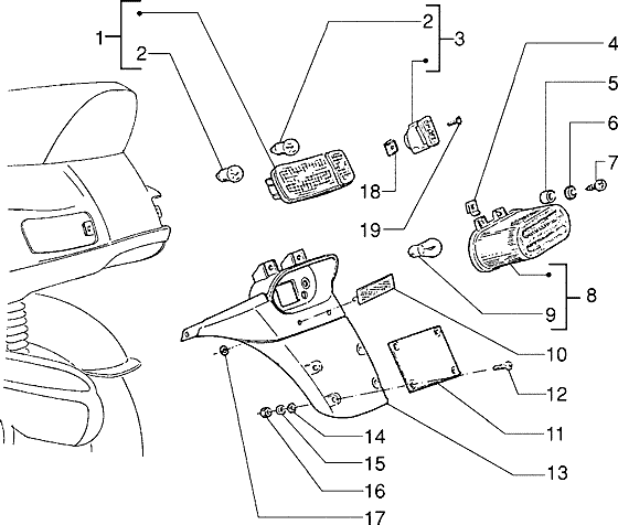 Piaggio Skipper - Kabelbomen
