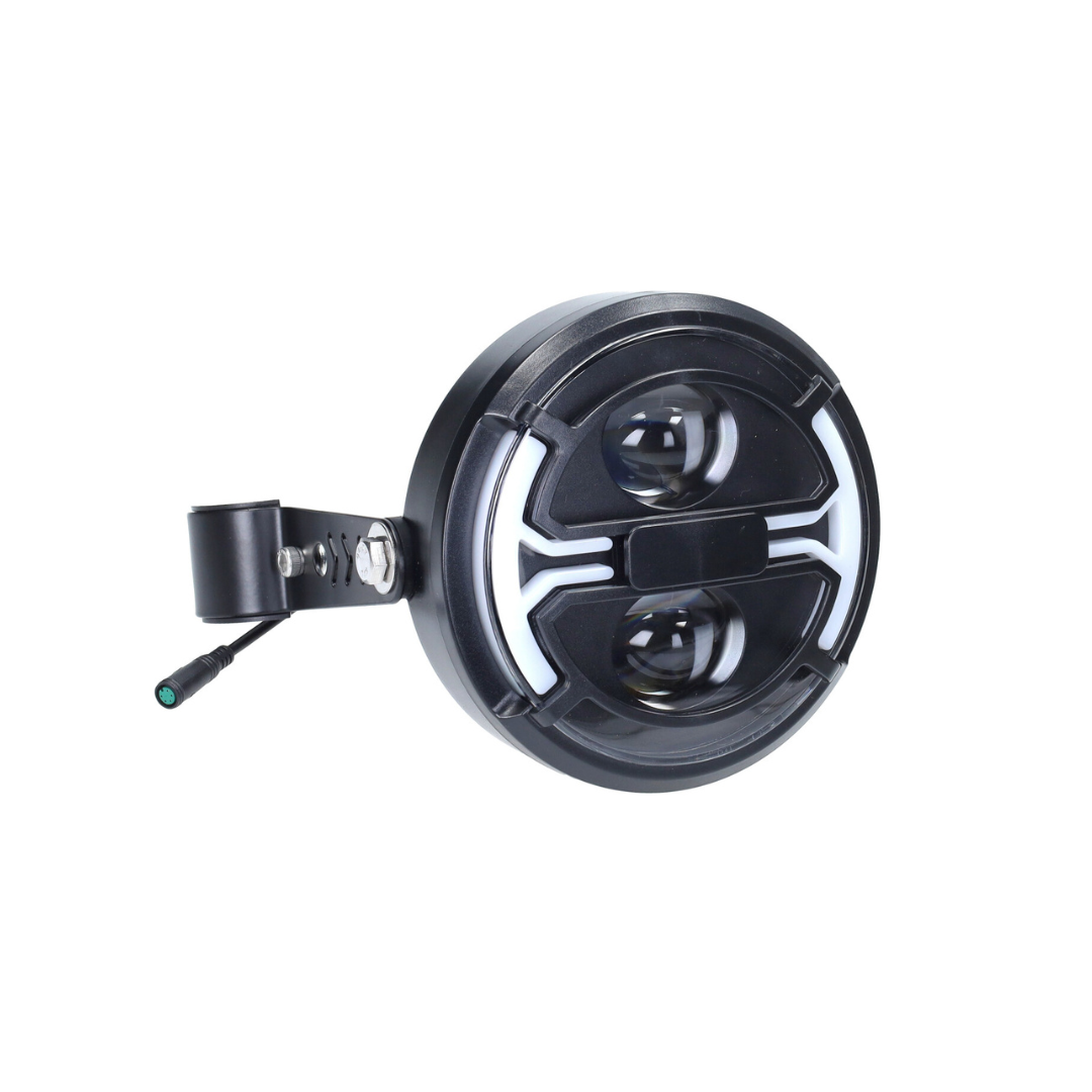LED-Scheinwerfer mit integrierten Blinkern + Montagesatz 5-poliger Stecker V8 Fatbike