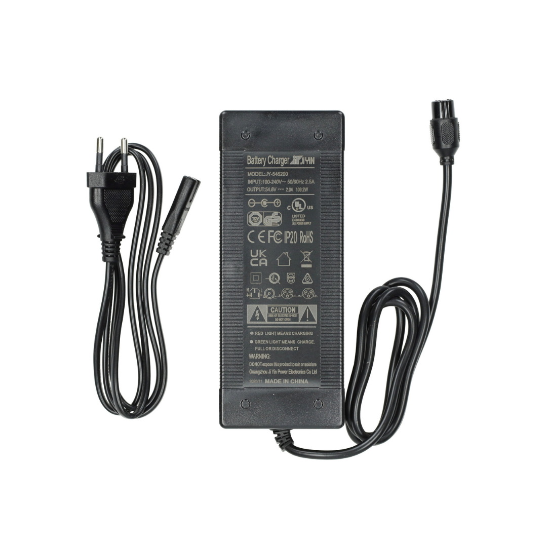 Battery Charger 3-Pole GX16 Input 100-240V 50/60HZ 2.5A - Output 54.6V 2.0A 109.2W Fatbike