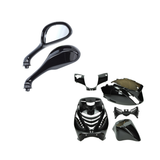 SP Kappenset + Runner Spiegels Glans Zwart Piaggio Zip Bundel