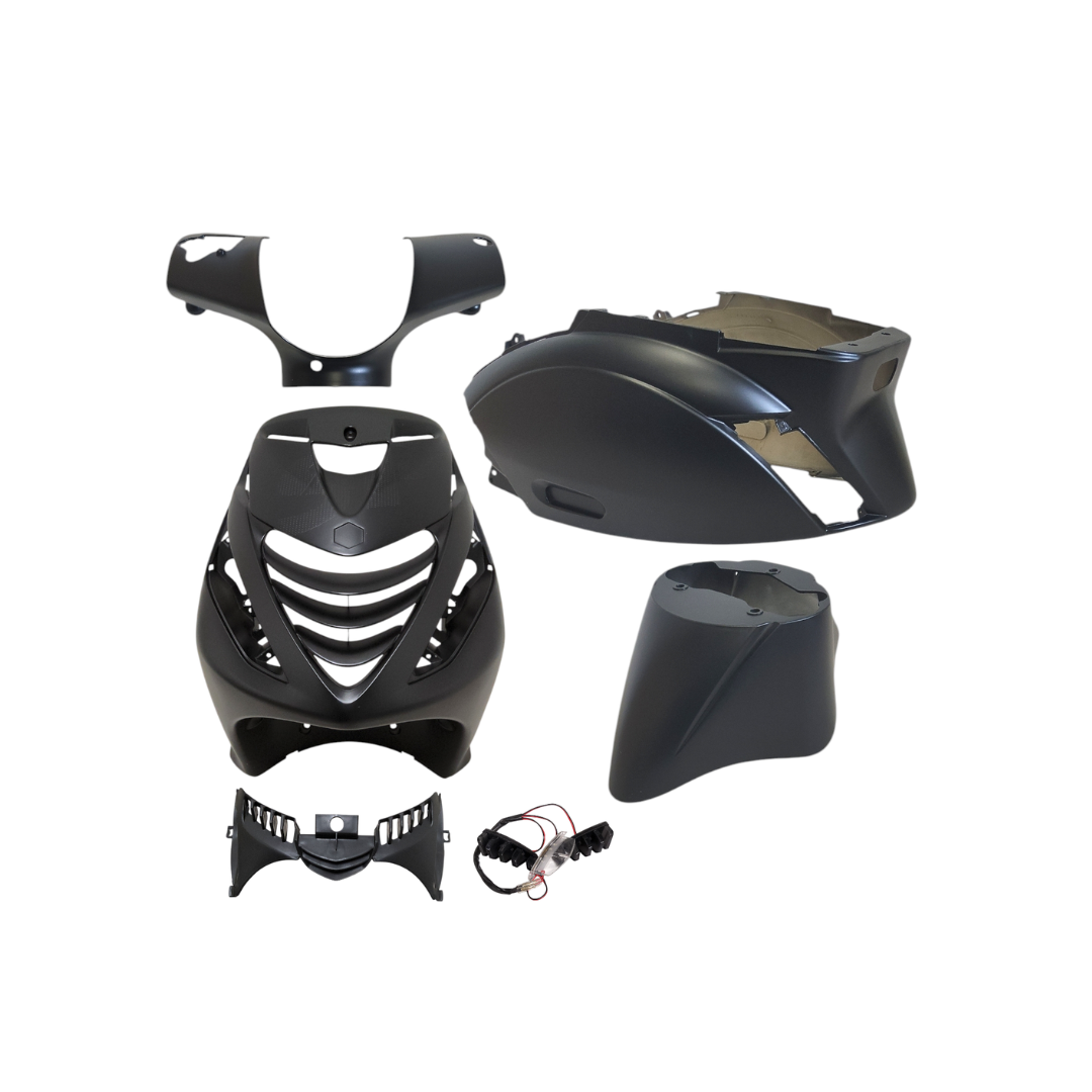 SP Couvercle Set Piaggio Zip Semi Mat Black + Grill Lighting White