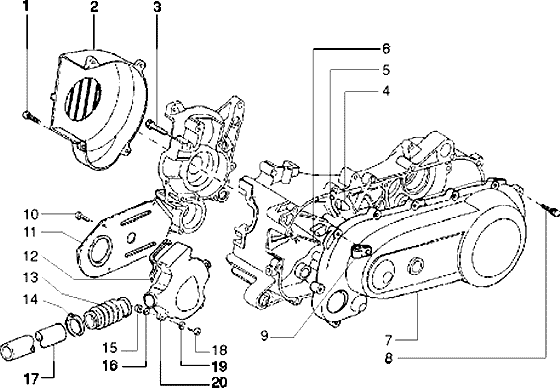 Piaggio Typhoon 125 – Koppelingsdeksel Lüftergehäuse Deckel