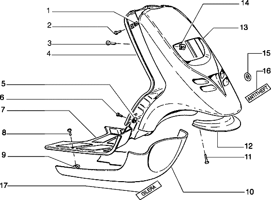 Piaggio Typhoon 50 – Voorpanelen Spoiler Voetruimte