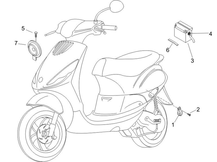 Piaggio Zip 50 4T NOABS E2 2006-2013 – Accu Batterij Claxon
