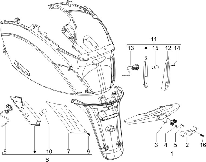 Piaggio Zip 50 4T NOABS E2 2006-2013 – Achterlichten Knipperlichten