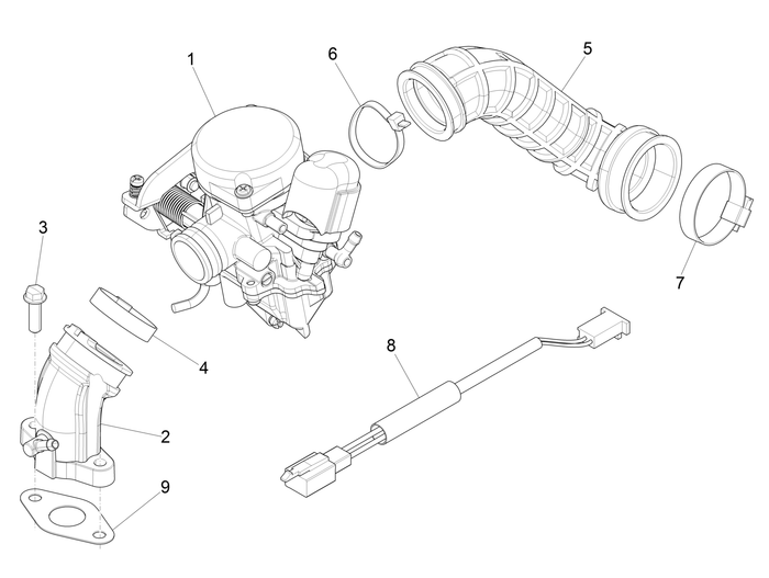 Piaggio Zip 50 4T NOABS E2 2006-2013 – Carburateur, Compleet Inlaatspruitstuk