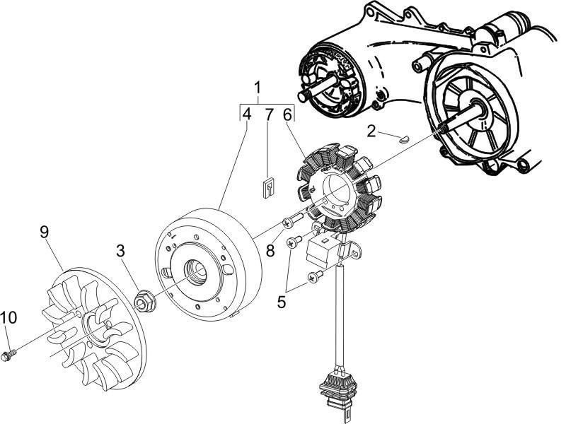 Piaggio Zip 50 4T NOABS E2 2006-2013 – Ontsteking Vliegwiel