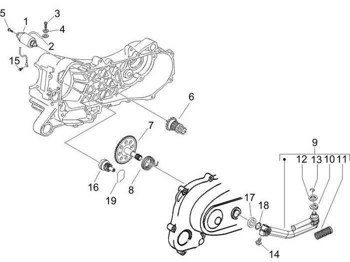 Piaggio Zip 50 4T NOABS E2 2006-2013 – Startmotor Kickstarter