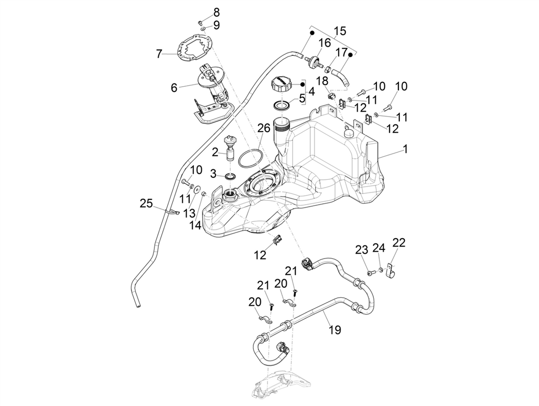 Piaggio Zip 50 4T NOABS E4 2018 - 2020 – Brandstoftank