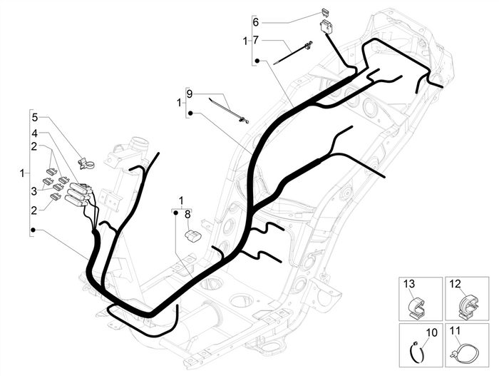 Piaggio Zip 50 4T NOABS E4 2018 - 2020 – Kabelboom