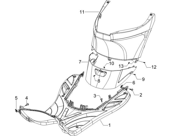 Piaggio Zip 50 4T NOABS E4 2018 - 2020 – Middenbekleding Voetplaat