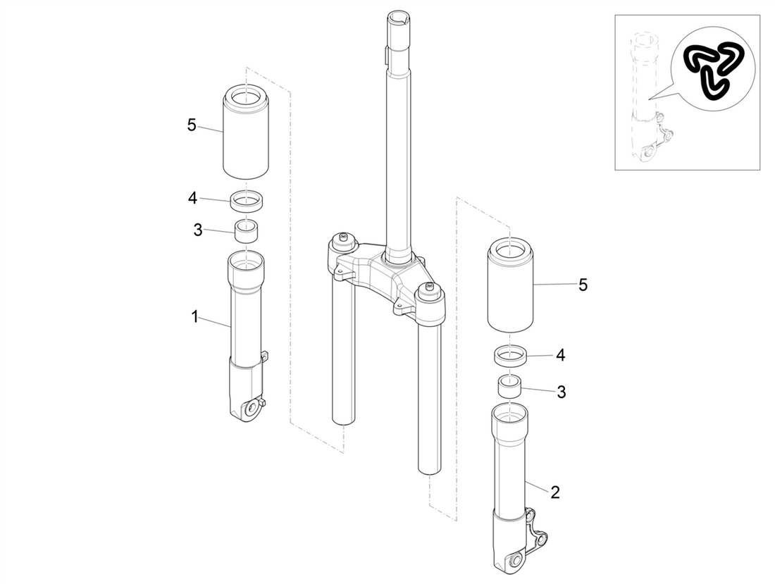 Piaggio Zip 50 4T NOABS E4 2018 - 2020 – Voorvork Componenten