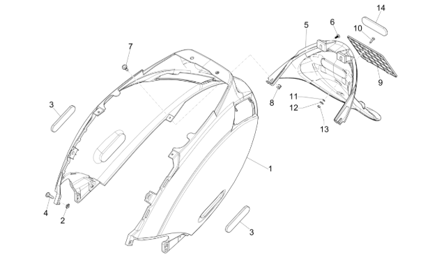 Piaggio Zip SP H2O 50cc 2 Takt 2001-2015 – Achterspatbord Kap