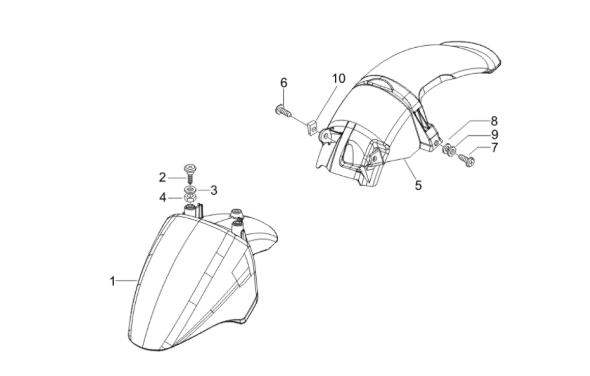 Piaggio Zip SP H2O 50cc 2 Takt 2001-2015 – Voor Achterspatbord Over Wiel