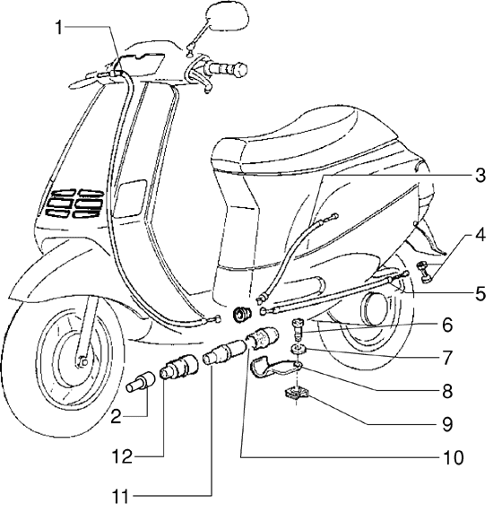 Piaggio Zip Type 3 – Bowdenkabels (schijfremn Version)2