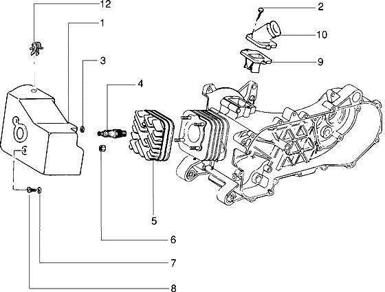 Piaggio Zip Type 3 – Cilinderkop Kuhlhaube Inlaatspruitstuk
