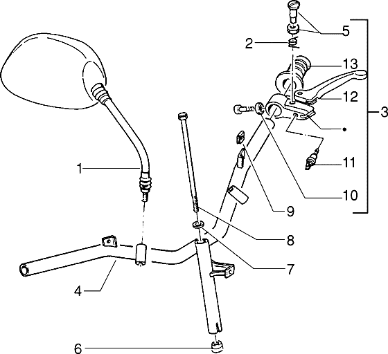 Piaggio Zip Type 3 – Stuur Onderdelen