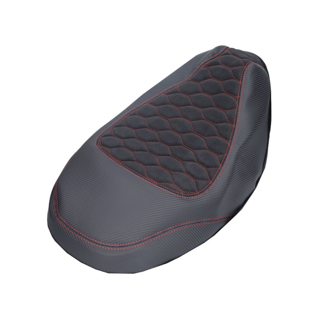 Copertina di sella Alcantara / Piaggio di carbonio Zip Nero / Red Custom