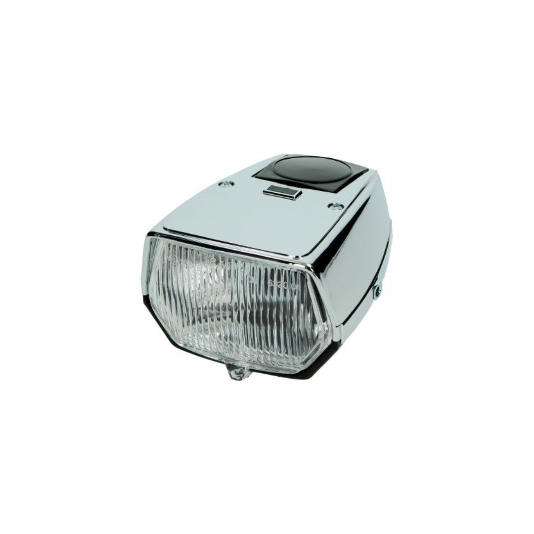 Headlight Square Plat Black/Chrome - Puch Maxi