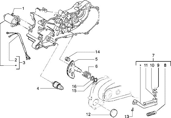 Typhoon 125 - Startmotor & Kickstart
