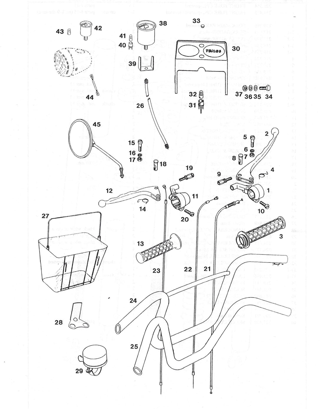 Tomos A35 – Stuurdelen Teller Koplamp Tomos