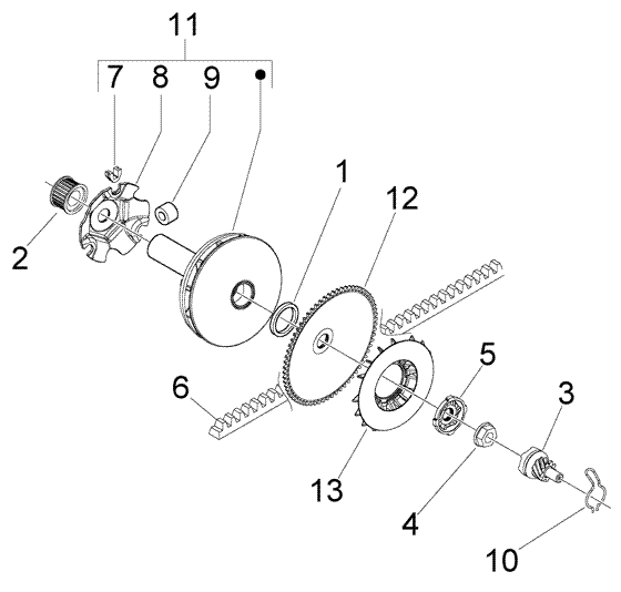 Vespa LX 50 2T – Aandrijfpoulie2