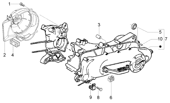Vespa LX 50 2T – Afdekking Aandrijving Ventilatorhuis