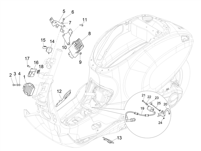 Vespa Sprint 50 25 kmh E5 2020 – Spanningsregelaar Cdi Bobine