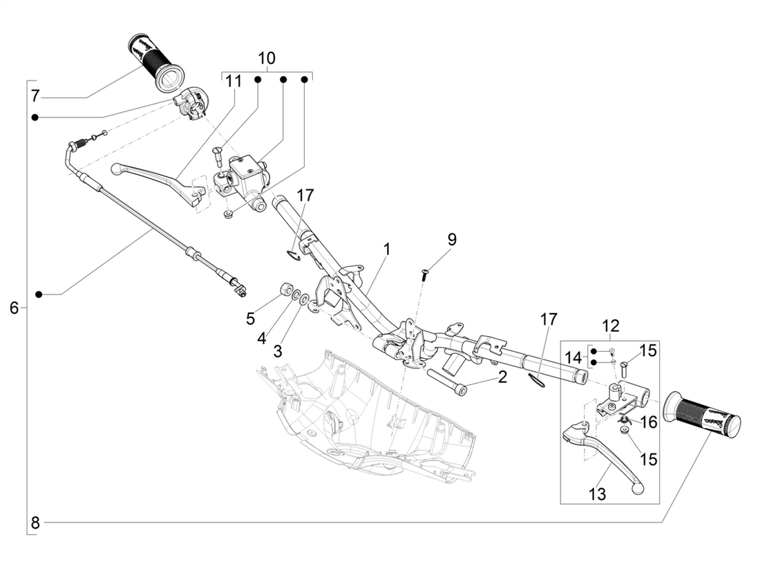 Vespa Sprint 50 25 kmh E5 2020 – Stuur Hoofdremcilinder