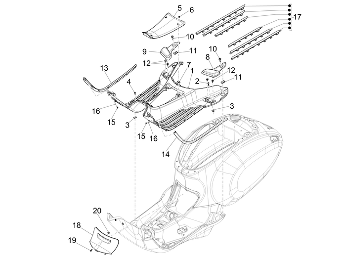 Vespa Sprint 50 25 kmh E5 2020 – Treeplaat Voetsteunen