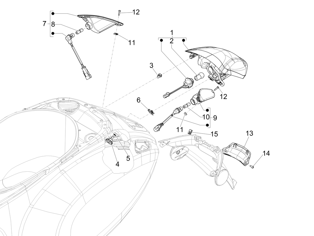 Vespa Sprint 50 2T NOABS E2 2014-2017 – Achterlichten Knipperlichten