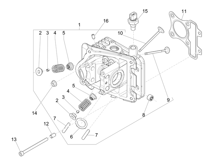 Vespa Sprint 50 4T-3V E4 2017 - 2020 – Cilinderkop Kleppen