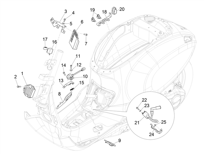 Vespa Sprint 50 4T-3V E4 2017 - 2020 – Spanningsregelaar Cdi Bobine