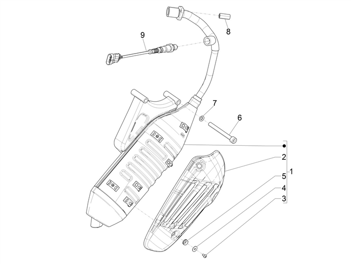 Vespa Sprint 50 4T-3V E4 2017 - 2020 – Uitlaat