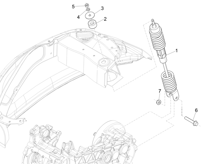 Vespa Sprint 50 4T 2V 25 kmh NOABS E2 2014-2017 – Achterwielophanging Schokdemper