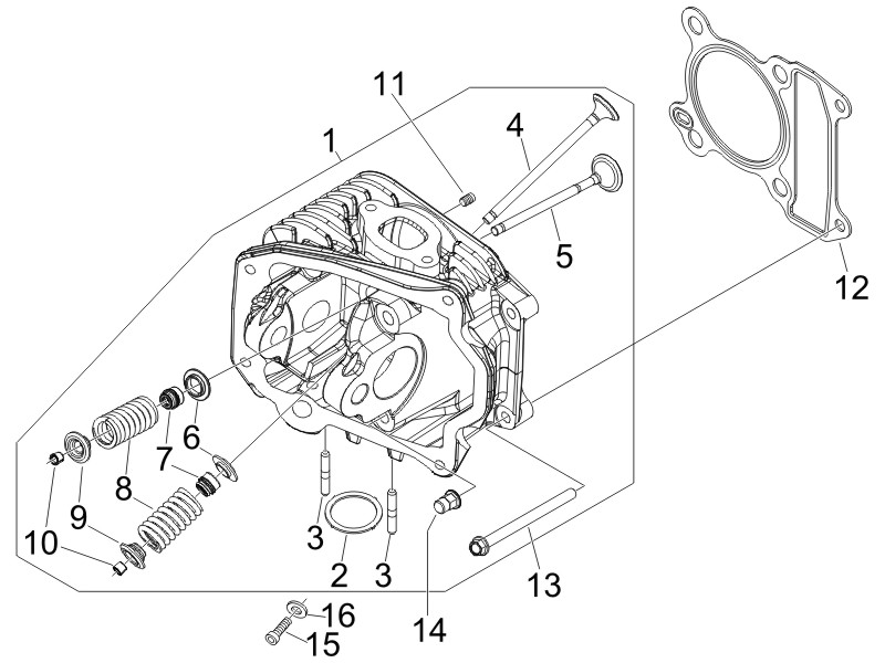 Vespa Sprint 50 4T 2V 25 kmh NOABS E2 2014-2017 – Cilinderkop Kleppen