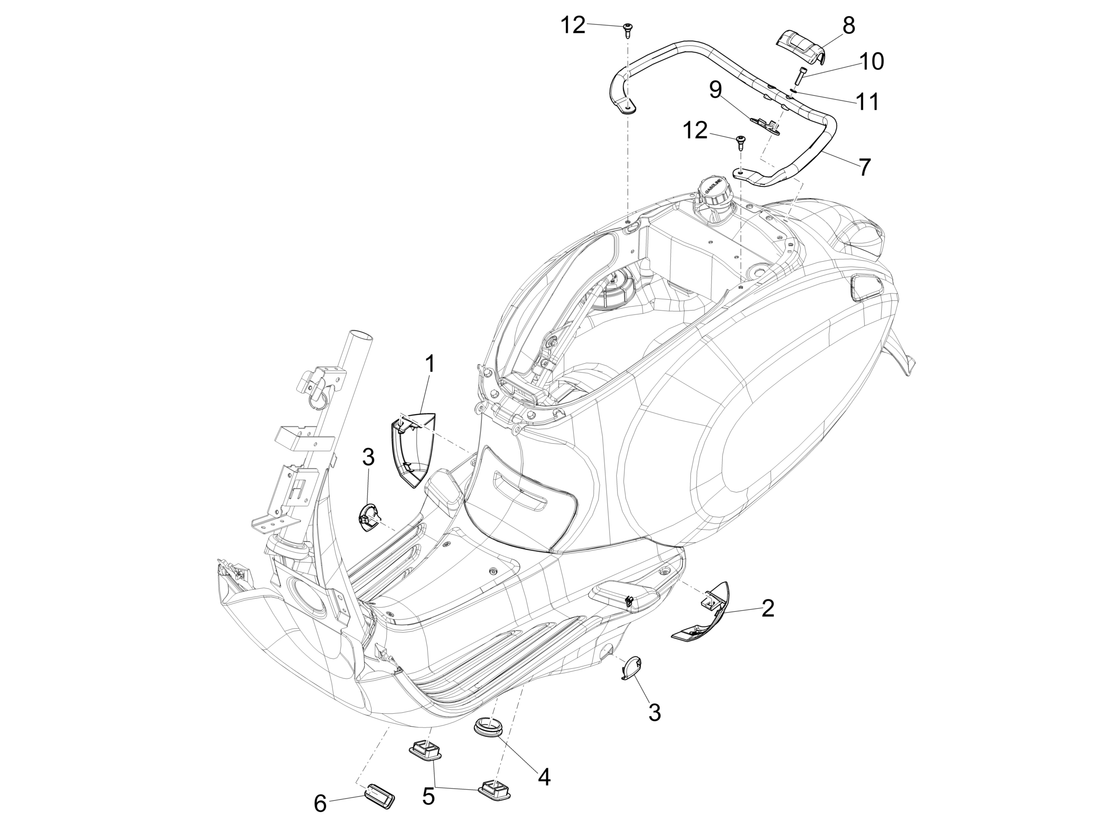 Vespa Sprint 50 4T 2V 25 kmh NOABS E2 2014-2017 – Zijkappen Spoiler