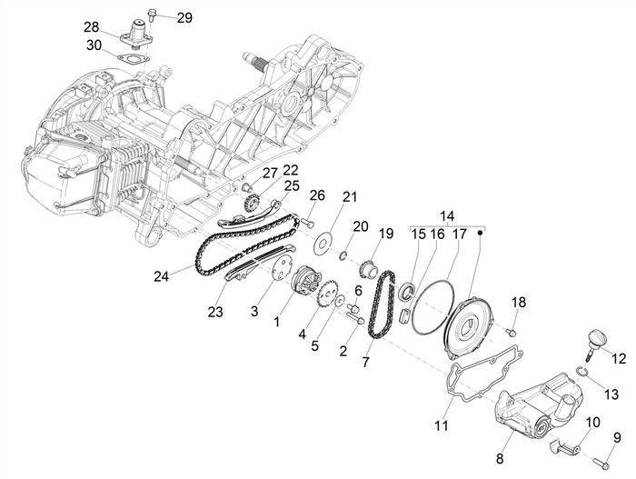 Vespa Sprint 50 4T 3V 25 kmh E4 2017-2020 – Oliepomp