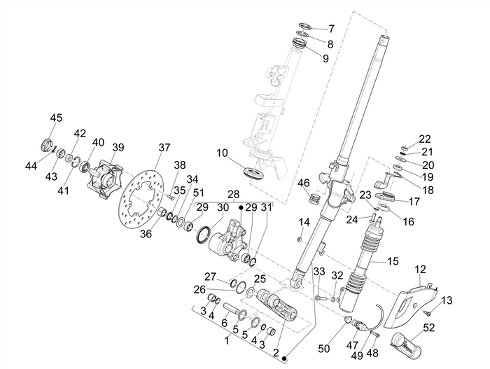 Vespa Sprint 50 4T 3V E5 2020 – Voorvork Balhoofdset